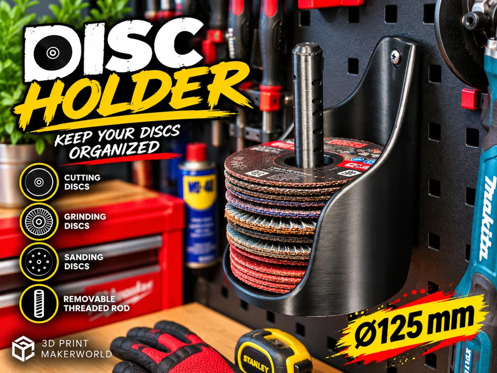 125mm Angle Grinder Disc Holder, Wall Organizer - 3D printed Organizers, in stock in India