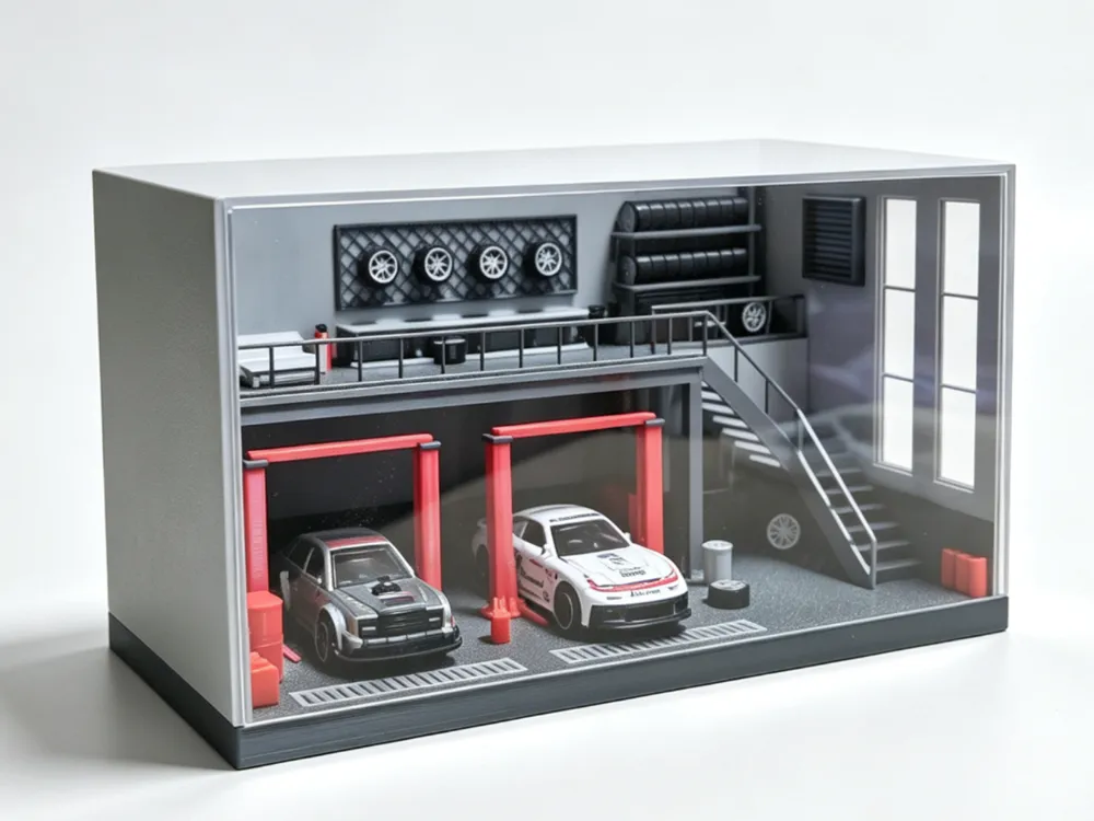 1:64 small car model auto repair shop scene model