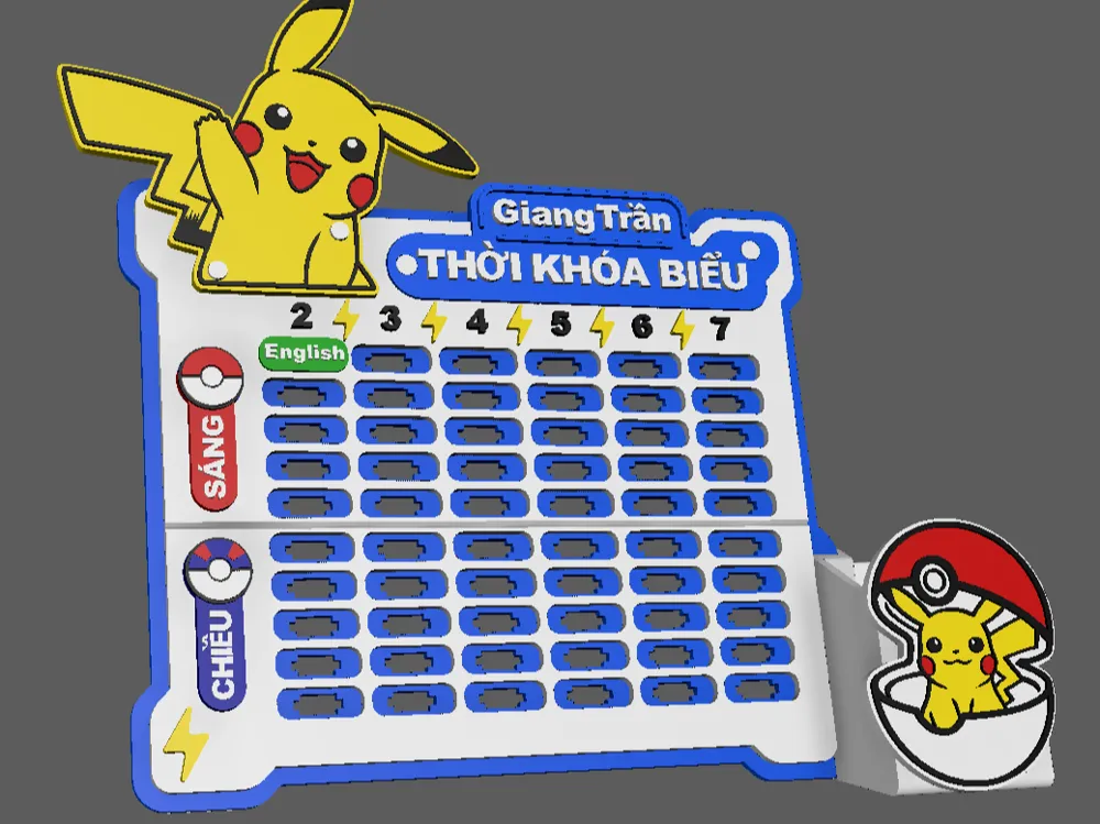 3D-printed Pikachu timetable