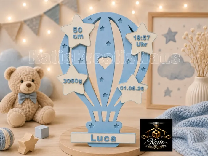Balloon with stars - baby - birth customizable