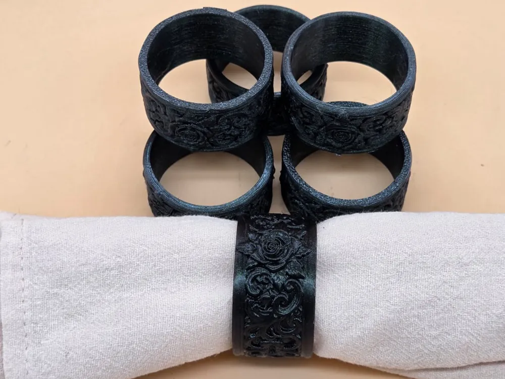 Barocke Serviettenringe mit Rosenornament - 3D printed Decor, in stock in India