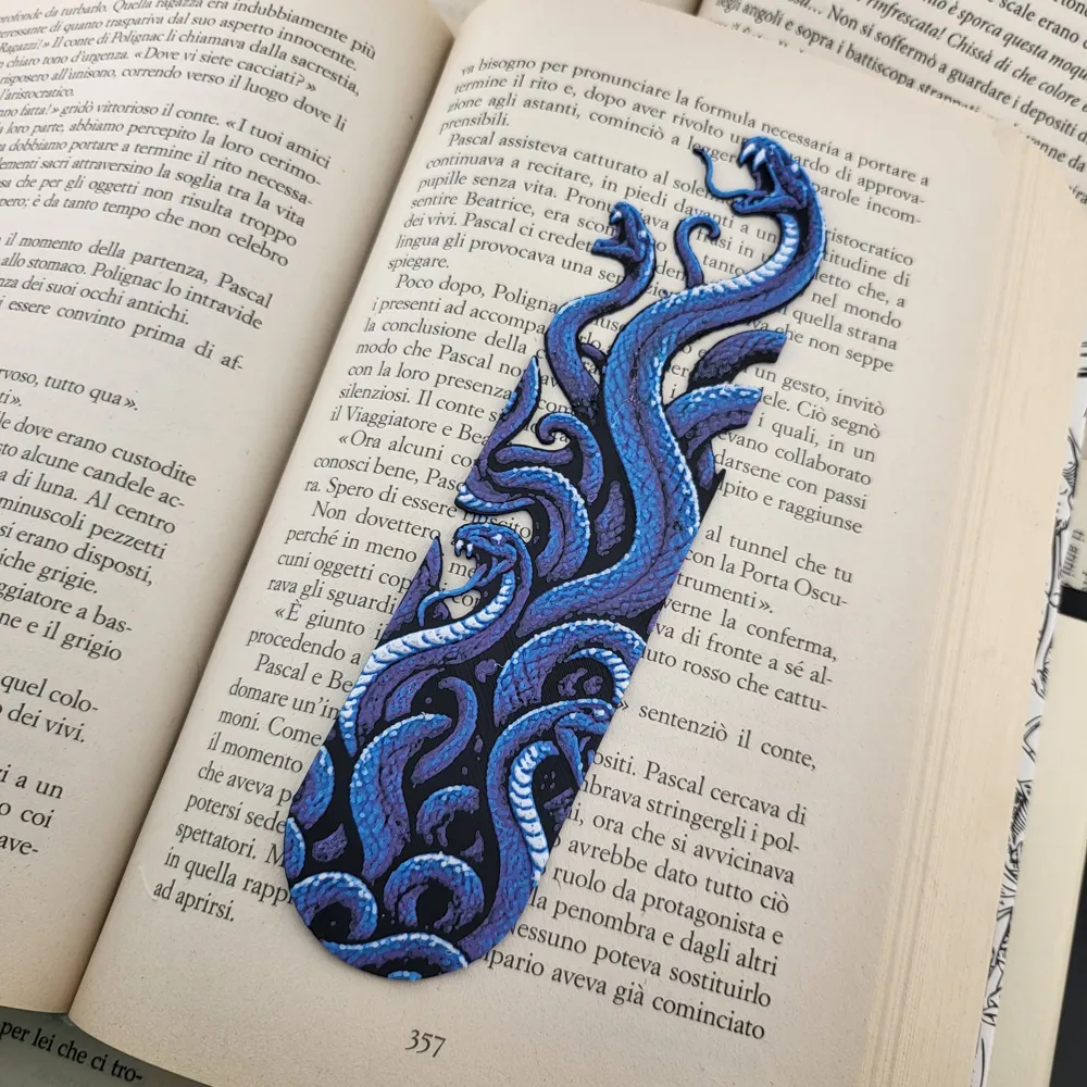 Blue Serpent Bookmark Snake Book Marker Book Decor, photo 3 of 4 - Blue Serpent Bookmark Snake Book Marker Book Decor Art