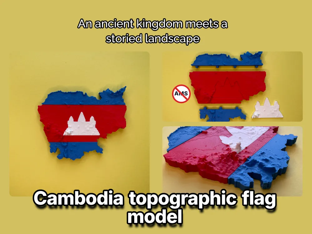 Cambodia topography flag model