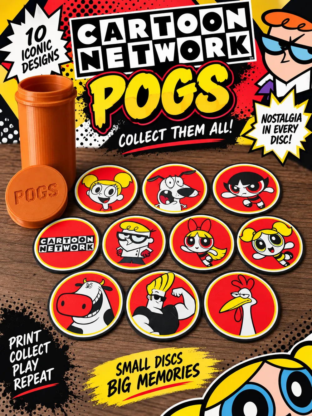 Cartoon Network POGs Set | 10 Retro Designs, photo 3 of 4 - Cartoon Network POGs Set | 10 Retro Designs Art