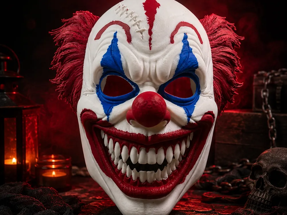 Crazy Clown Halloween Mask Multicolor
