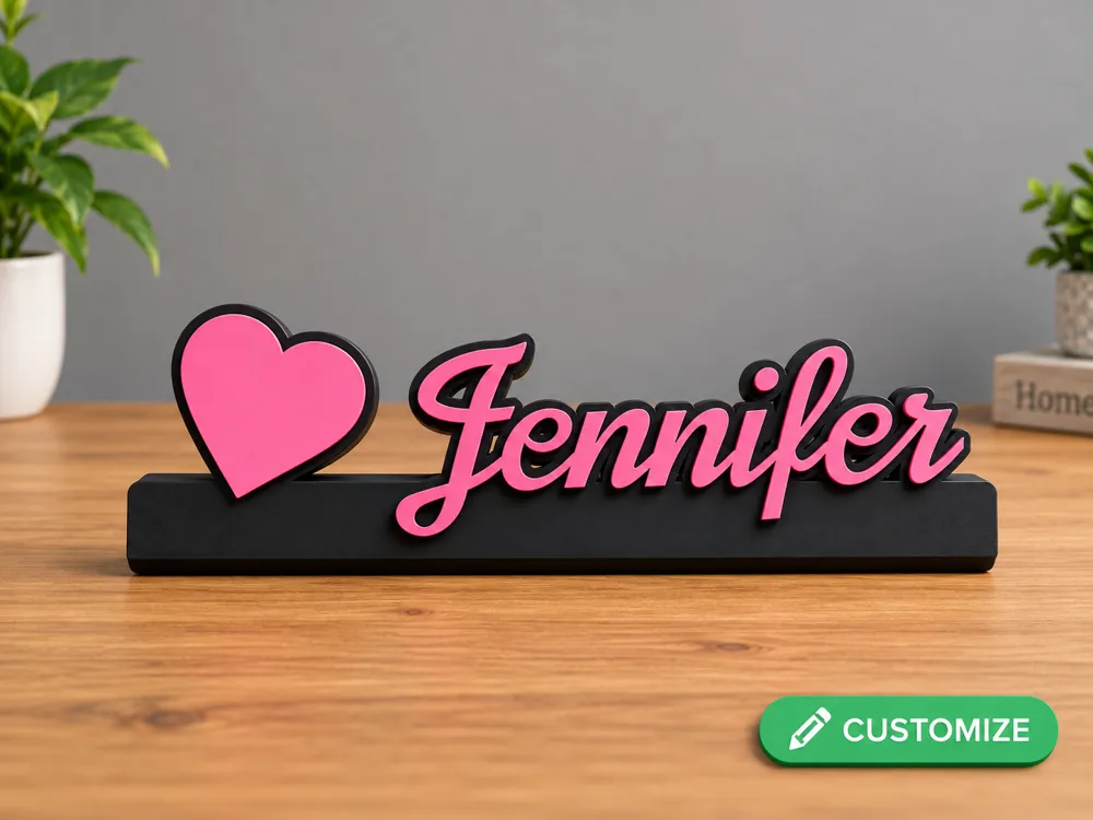 Customizable desk name sign - parametric