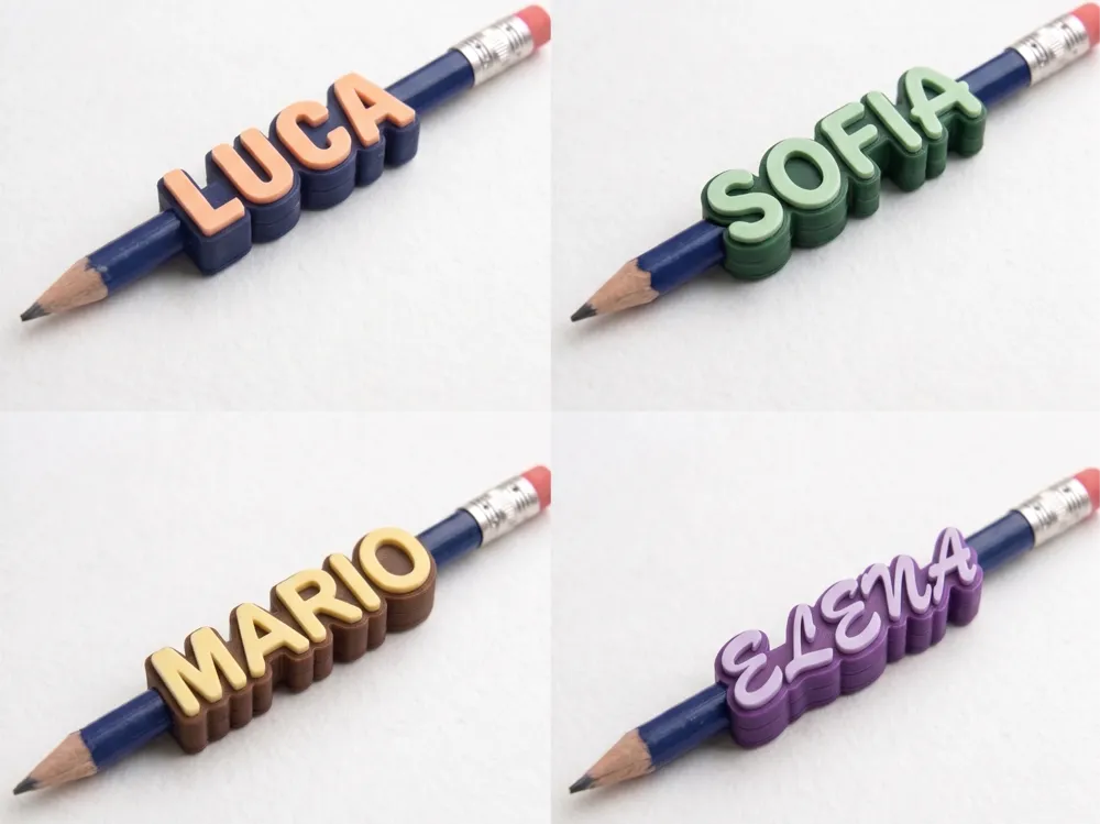 Customizable parametric pencil name Toppers