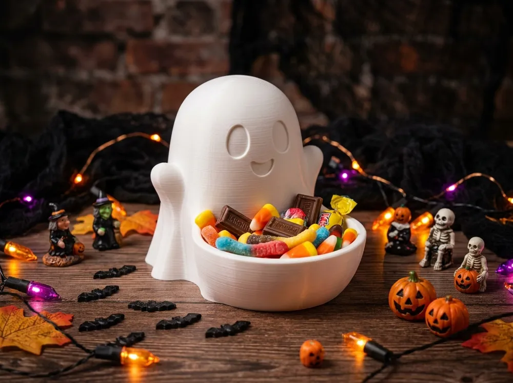 Cute Ghost Candy Bowl, Halloween Decor, photo 3 of 4 - Cute Ghost Candy Bowl, Halloween Decor Household