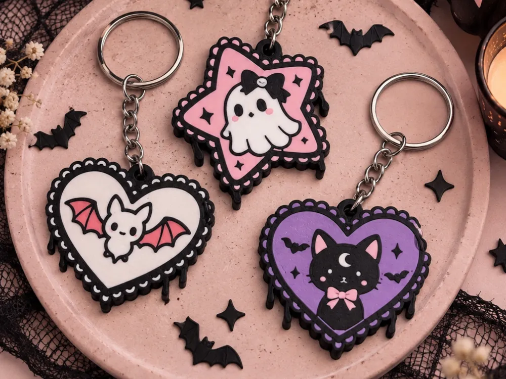 Cute Halloween Lace Frame Can Opener Keychains - 3D printed Image to Keychain, in stock in India