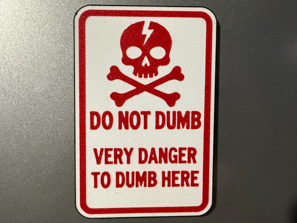 DO NOT DUMB - Funny Warning Sign & Fridge Magnet - 3D printed Decor, in stock in India
