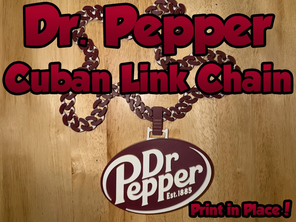 Dr Pepper Cuban Link Chain - 3D printed Jewelry, in stock in India