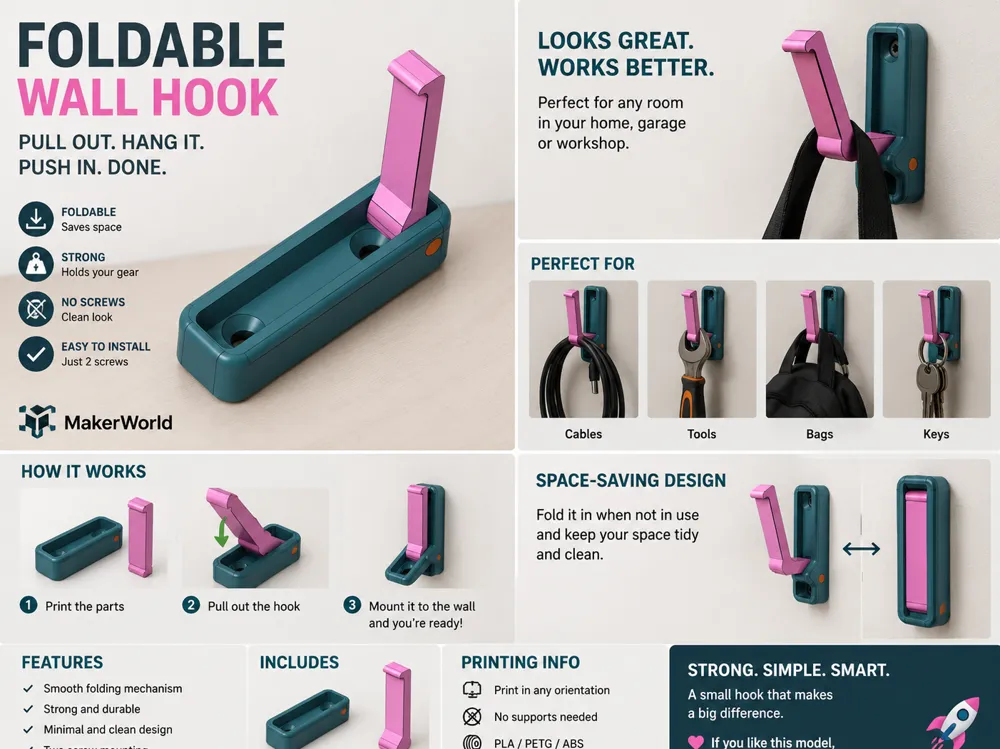 FoldHook - 3D printed Organizers, in stock in India