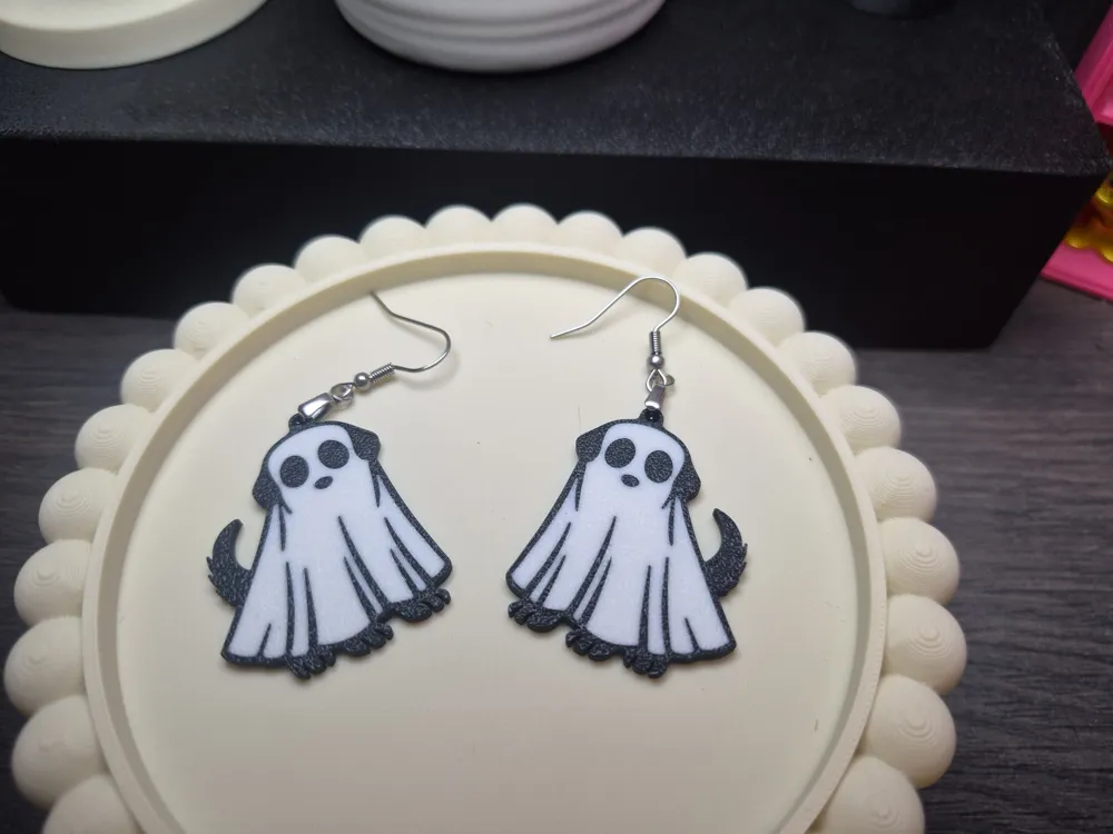 Ghost Dog Earrings, photo 2 of 2 - Ghost Dog Earrings Fashion