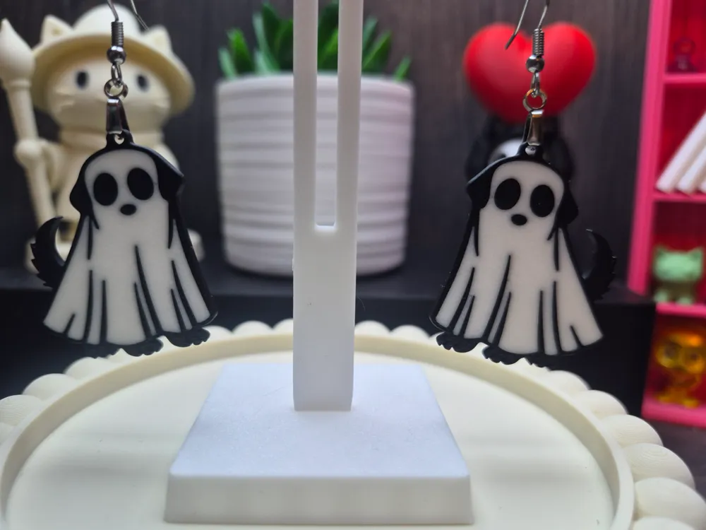 Ghost Dog Earrings - 3D printed Earrings, in stock in India