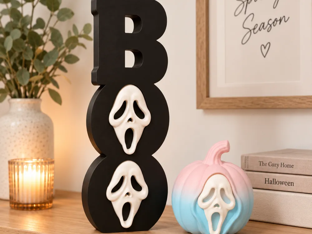 Ghostface BOO Sign Halloween Freestanding - 3D printed Decor, in stock in India