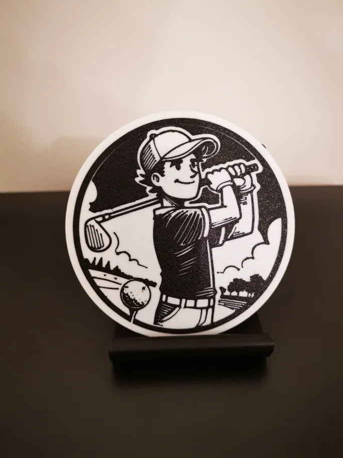 Golf swing cartoon coaster, photo 3 of 4 - Golf swing cartoon coaster Generative Art
