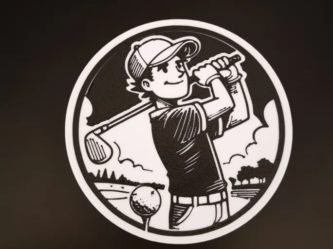 Golf swing cartoon coaster