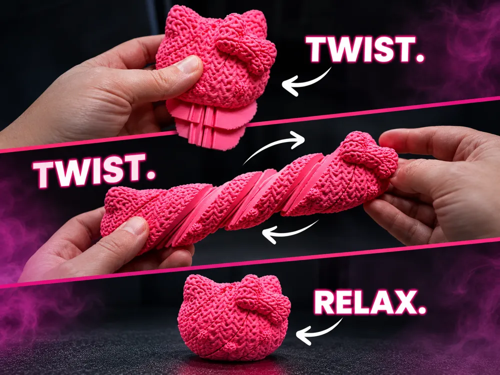 Hallo Kitty Twist Fidget Pink / Rosa Dreh-Fidget, photo 3 of 5 - Hallo Kitty Twist Fidget Pink / Rosa Dreh-Fidget Toys & Games