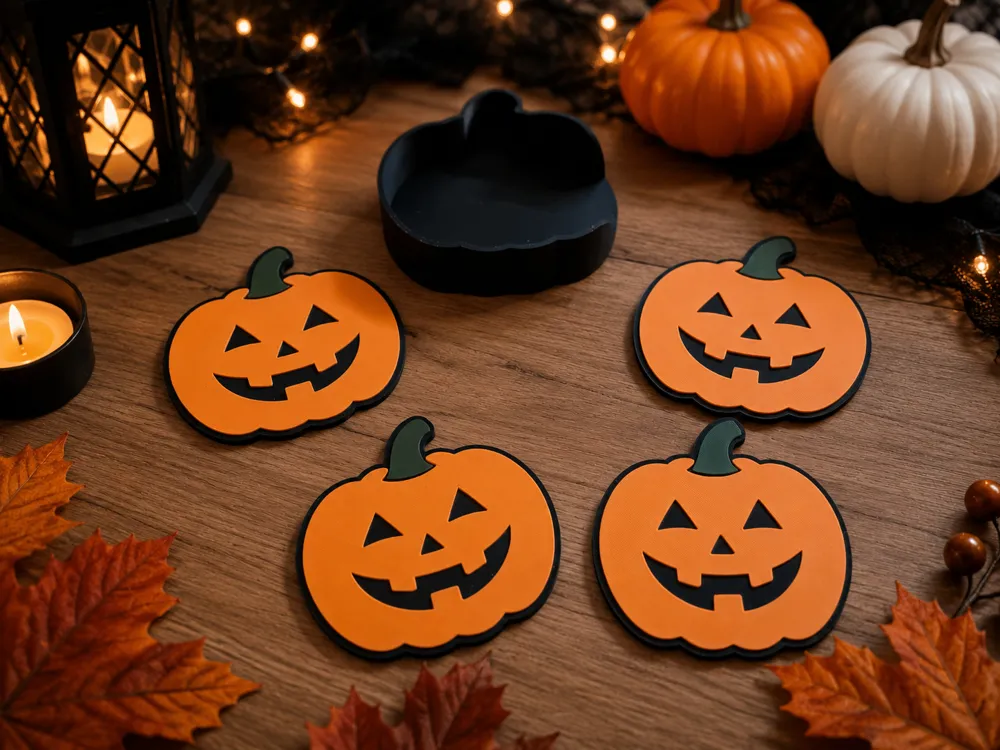 Halloween Kürbis Untersetzer Set - 3D printed Festivities, in stock in India