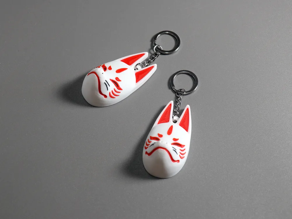 Kitsune, Japanese Fox Mask Keychain & Ornament, photo 3 of 4 - Kitsune, Japanese Fox Mask Keychain & Ornament Props & Cosplays