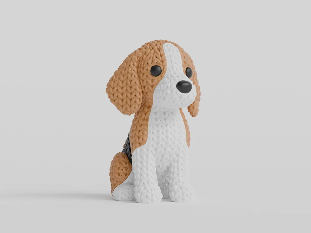 Knitted Beagle Dog, photo 4 of 4 - Knitted Beagle Dog Miniatures