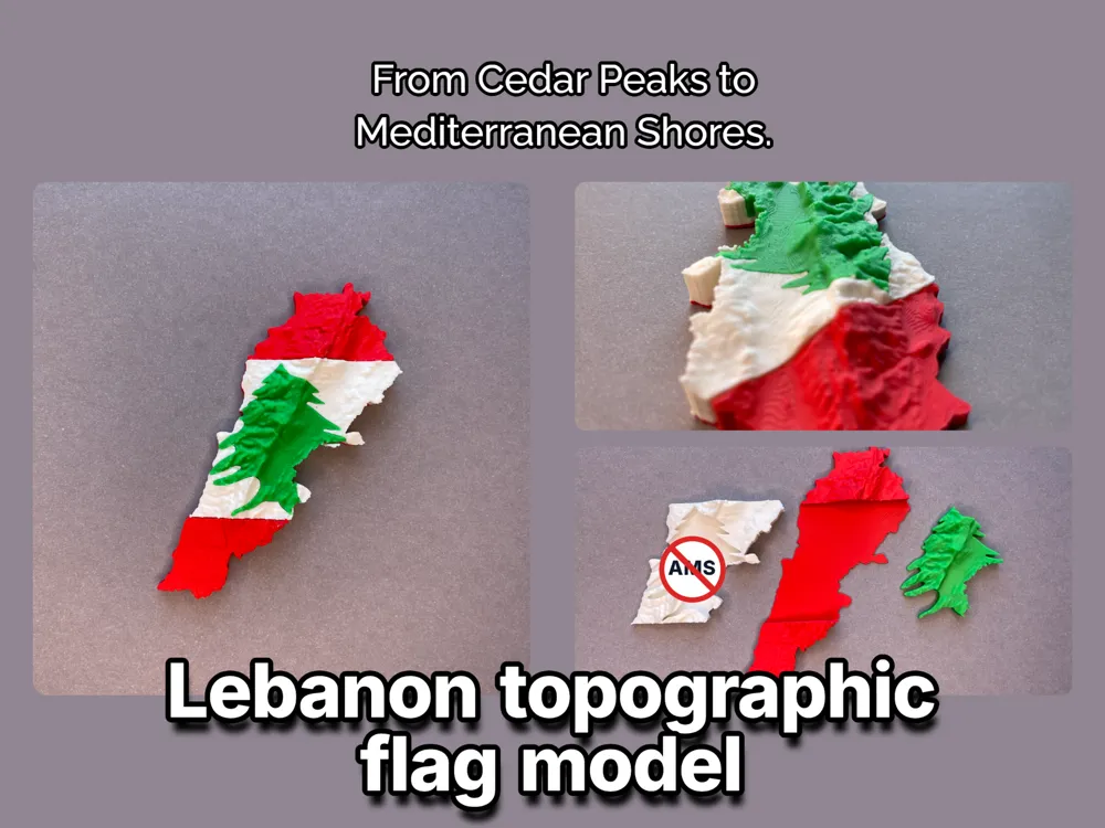 Lebanon topography flag model al-Lubnāniyyah