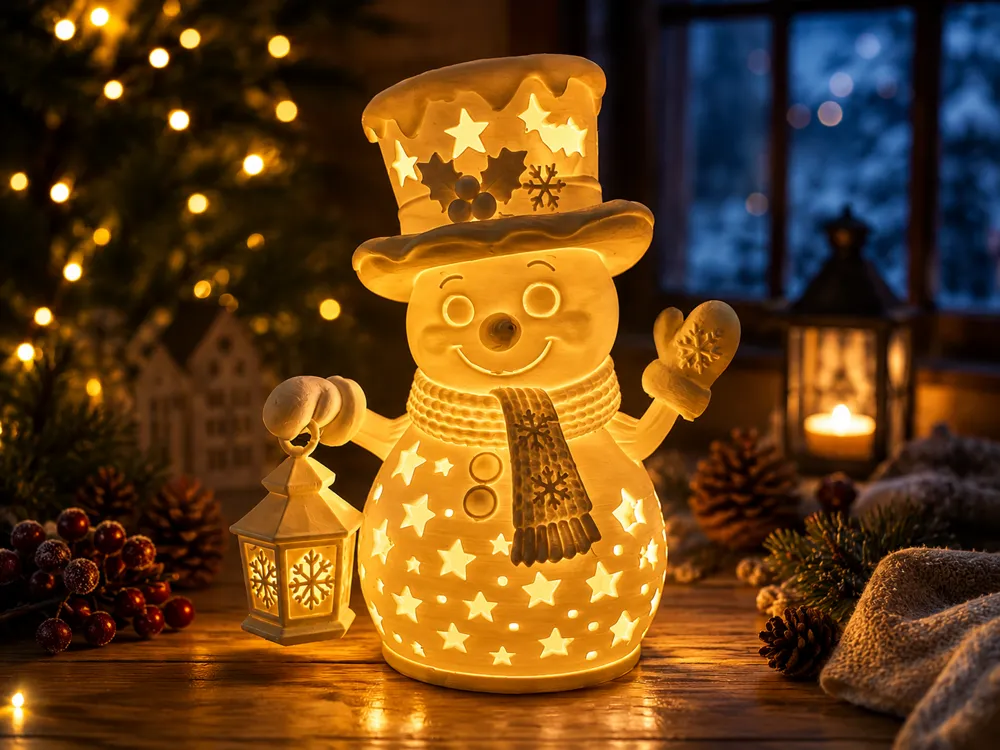 Leuchtender Schneemann, winterliche LED-Deko
