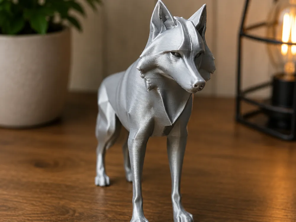 Low Poly Wolf -Polygon Wolf Statue