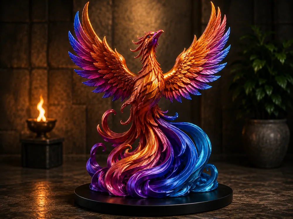 Majestic Phoenix, Rising Firebird Sculpture