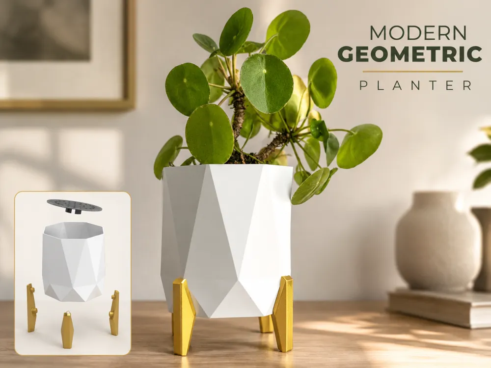 Modern Geometric Planter - 3D printed Decor, in stock in India