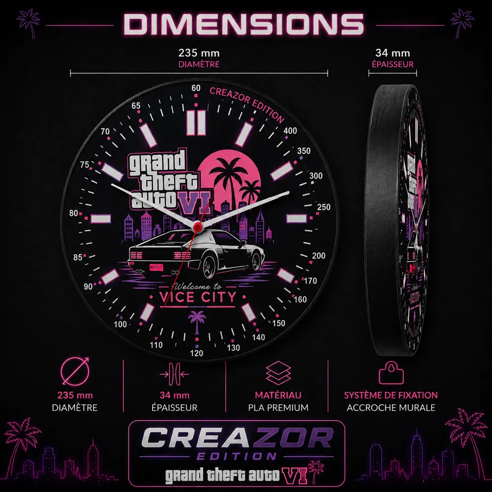 Modular Wall Clock, GTA VI Edition, photo 4 of 5 - Modular Wall Clock, GTA VI Edition Household