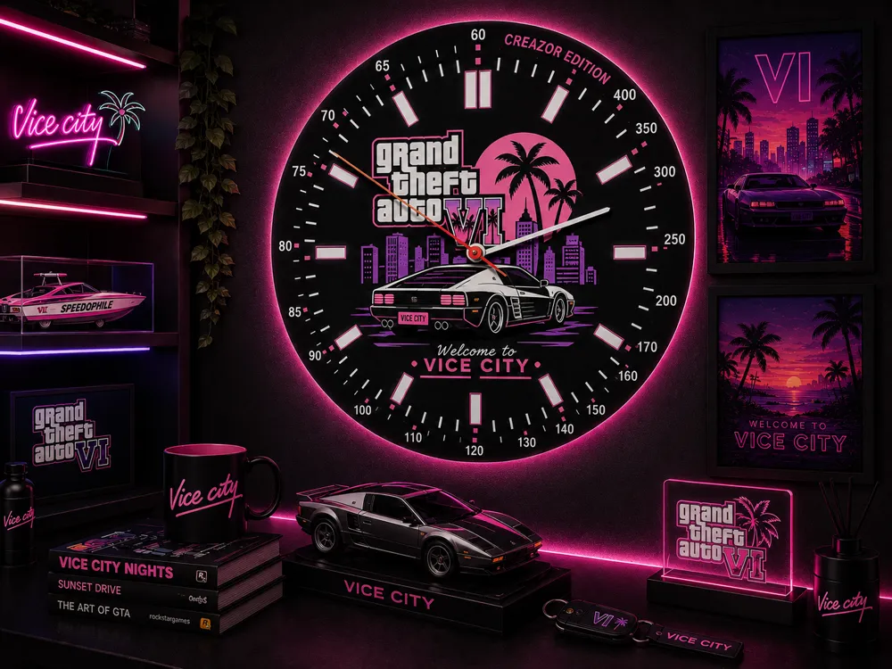 Modular Wall Clock, GTA VI Edition - 3D printed Decor, in stock in India