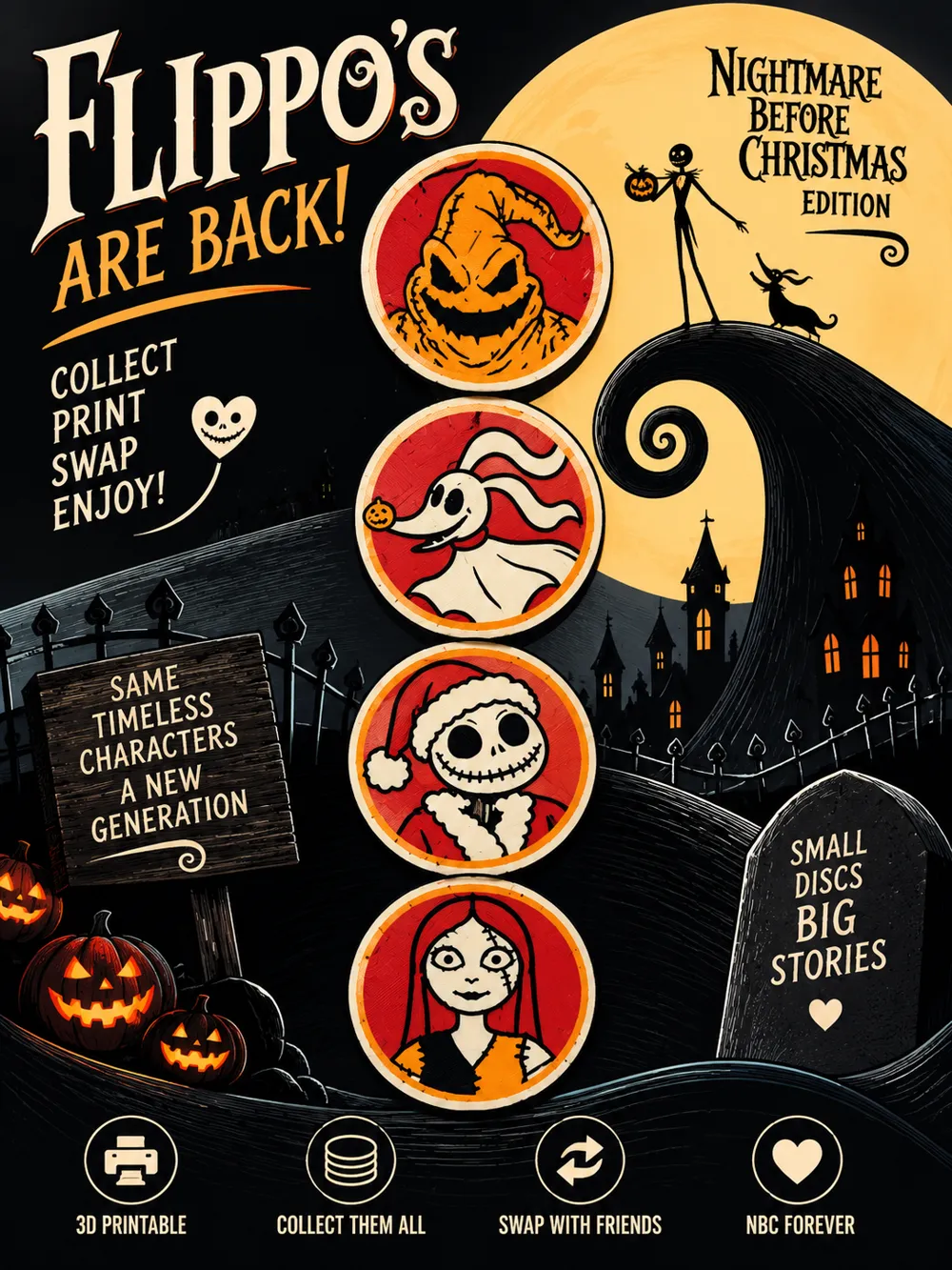 Nightmare Before Christmas Pogs Set, photo 4 of 4 - Nightmare Before Christmas Pogs Set Art