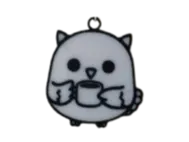 Owl drinking coffee double sided keychain - 3D printed Other Art Models, in stock in India