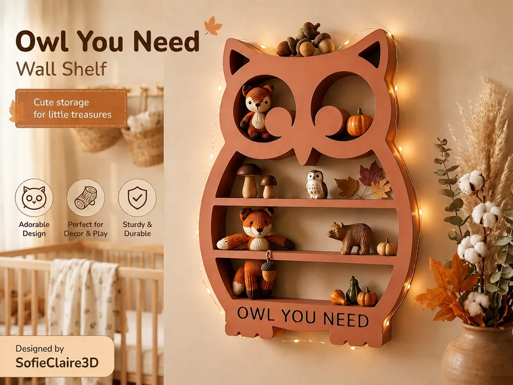 Owl Shelf, Tabletop & Wall Decor - 3D printed Decor, in stock in India