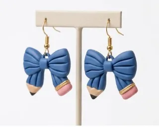 Pencil Bow Earrings, photo 3 of 4 - Pencil Bow Earrings Fashion