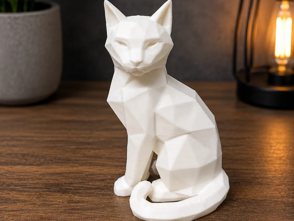 Polygon Cat, Elegant Polygon Cat Sculpture