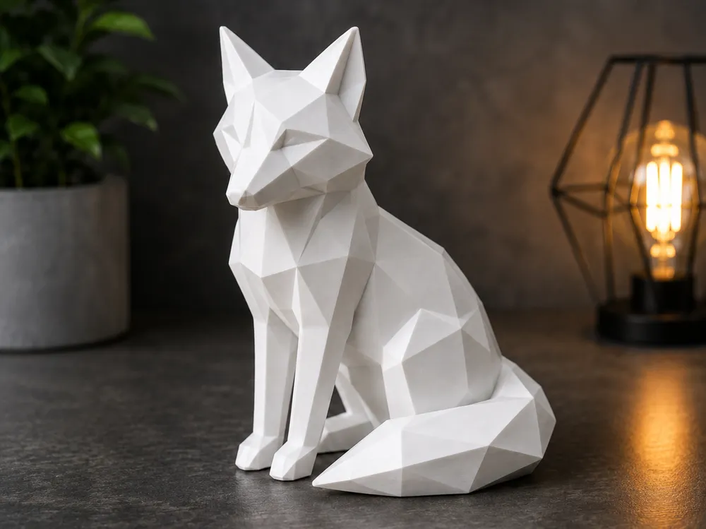 Polygon Fox-Geometric Fox Sculpture