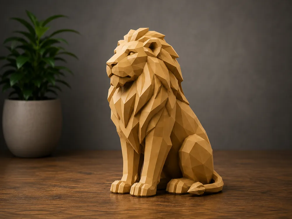 Polygon Lion -Majestic Low Poly Lion Statue