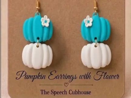 Pumpkin Earrings with Flower