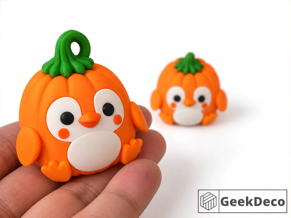 Pumpkin Penguin Halloween Keychain, photo 2 of 4 - Pumpkin Penguin Halloween Keychain Household