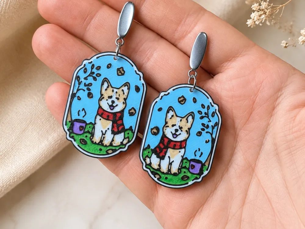 Pendientes perrito - 3D printed Earrings, in stock in India