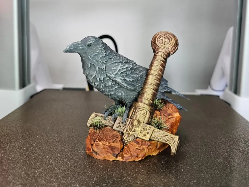Raven on Sword | Rabe auf Schwert - 3D printed Sculptures, in stock in India