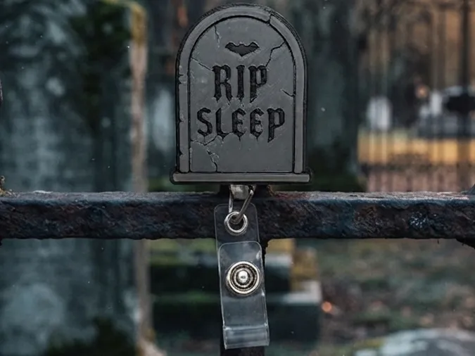 RIP Sleep Tombstone Badge Reel Face/Magnet
