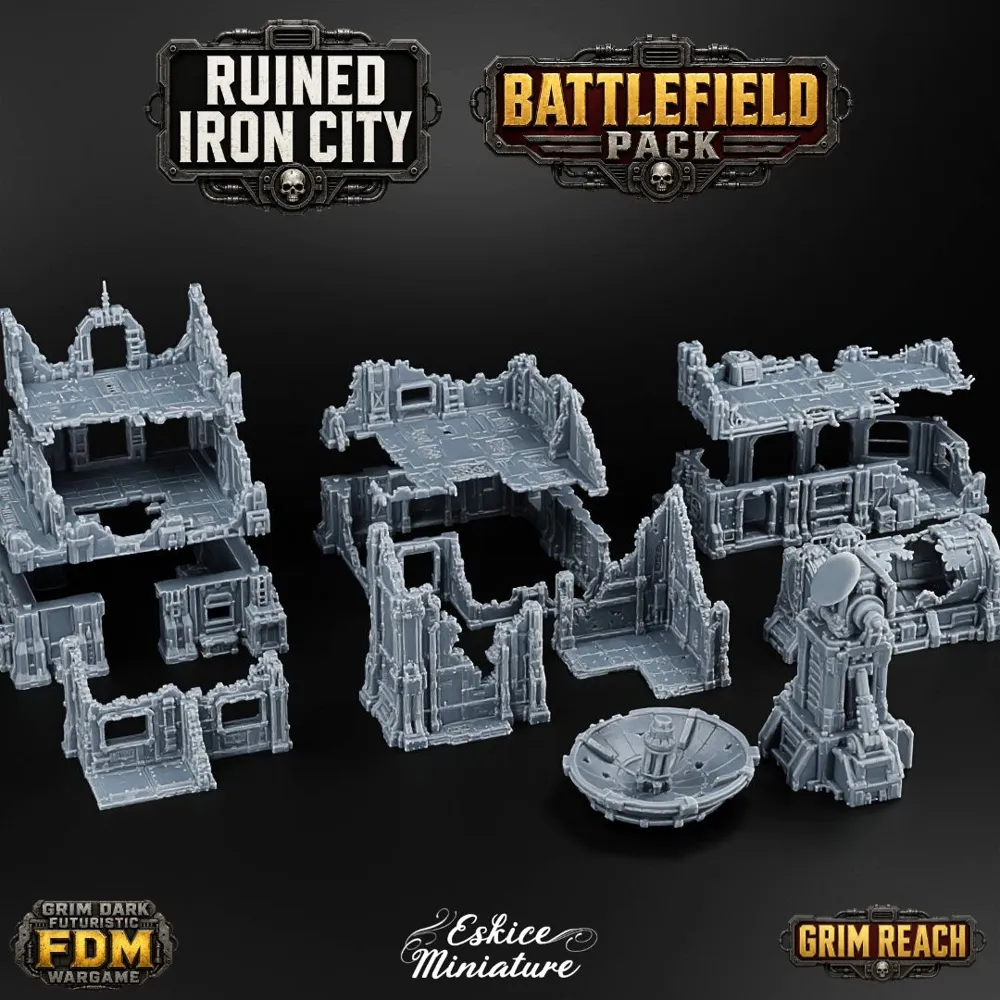 Ruined Iron City, Battlefield Pack, 32mmGrimDark, photo 3 of 4 - Ruined Iron City, Battlefield Pack, 32mmGrimDark Miniatures