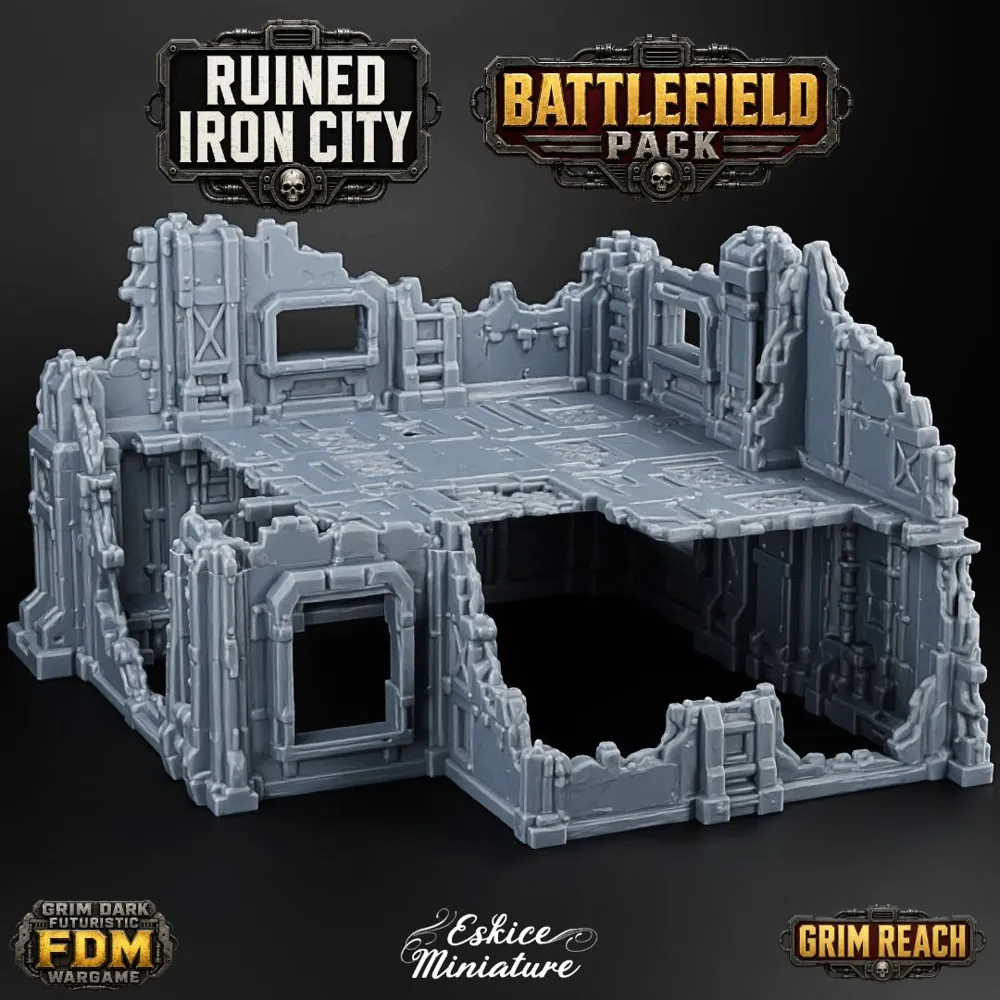 Ruined Iron City, Battlefield Pack, 32mmGrimDark, photo 4 of 4 - Ruined Iron City, Battlefield Pack, 32mmGrimDark Miniatures