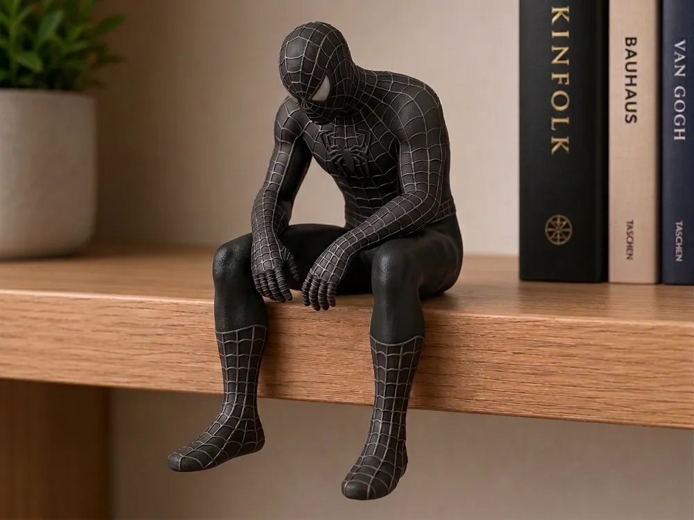 Figura de Spiderman negro triste en una repisa, photo 4 of 4 - Figura de Spiderman negro triste en una repisa Miniatures
