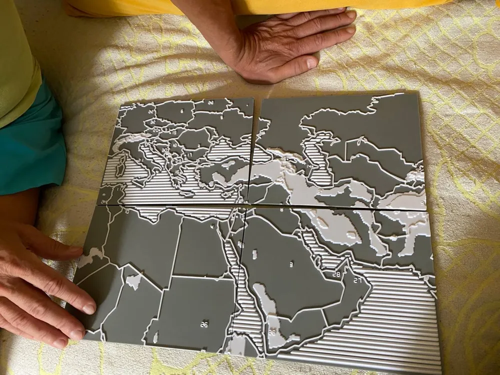 Tactile Braille Map for the Blind: Europe & Arabia