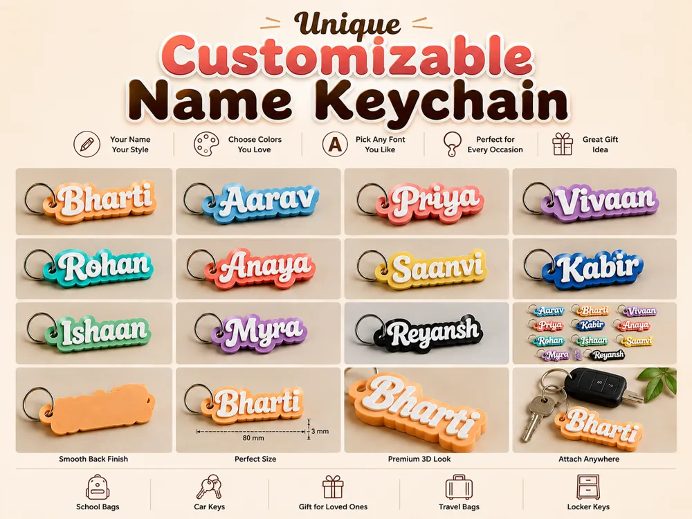 Unique Customizable Name Keychain