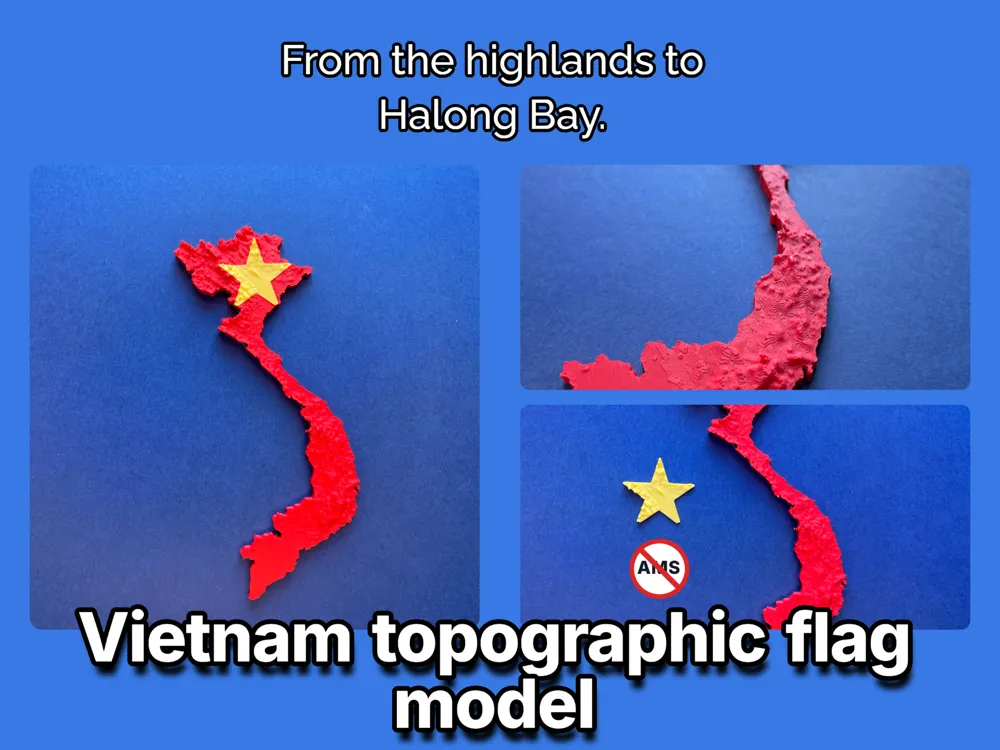 Vietnam topography flag model Việt Nam
